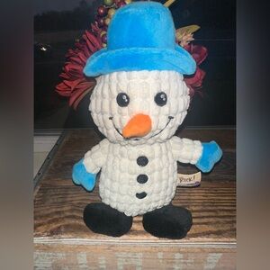 Snowman Dog Toy Plush with Blue Hat and Blue gloves ~NWT ~ squeaker